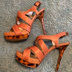 Leather strappy platform stiletto heels